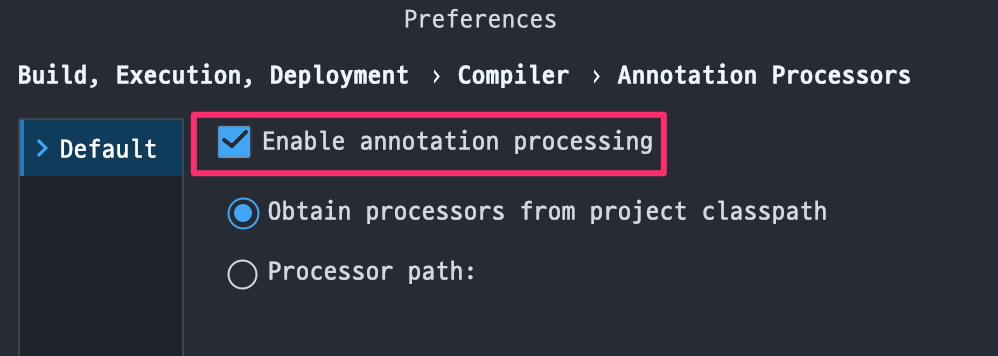 Enable annotation processing